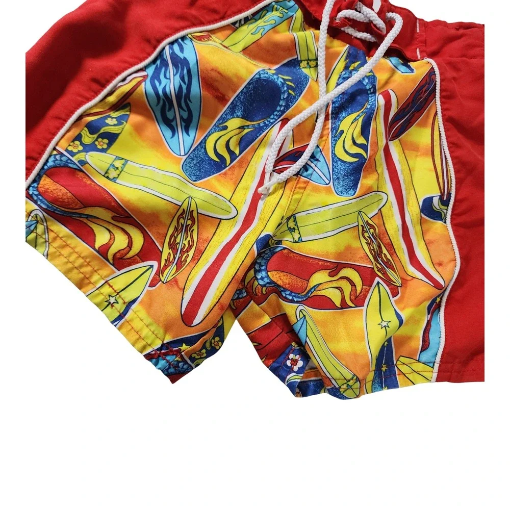 FlapDoodle Kids Red Surfboard Print Swim Trunks Board Shorts Size 2T